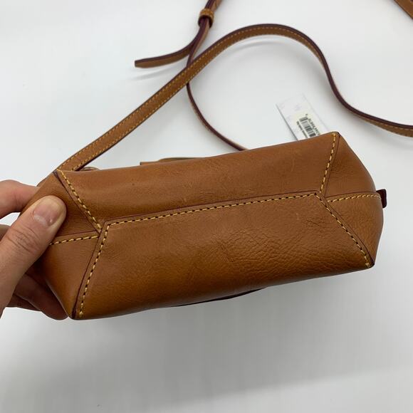 Dooney & Bourke Saddle Crossbody Bag Florentine Leather Brown Natural Purse - Picture 7 of 16